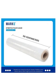 MARKQ [1 Roll] Clear Stretch Film Wrap - 500mm Heavy Duty Plastic Shrink Wrap for Pallet Wrap, Packing, Moving and Packaging - Cling Wrap  - Image 2