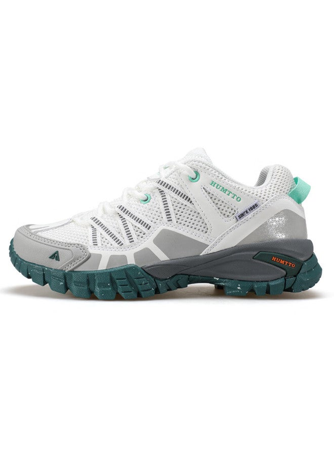 Humtto Summer Mesh Breathable Hiking Shoes Comfortable Anti-slip Women's Mountaineering Shoes Outdoor Climbing Shoes White/light Gray Size 37 - Image 2