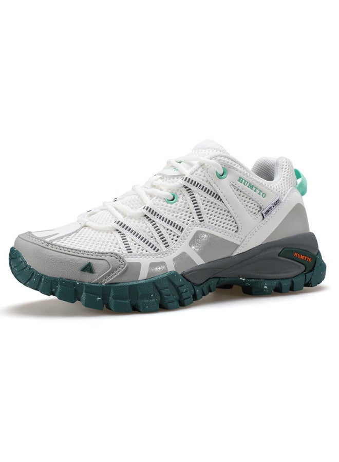 Humtto Summer Mesh Breathable Hiking Shoes Comfortable Anti-slip Women's Mountaineering Shoes Outdoor Climbing Shoes White/light Gray Size 37 - Image 1
