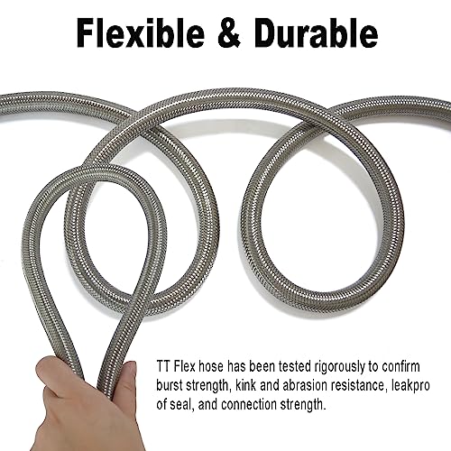 TT FLEX Washing Machine Hoses 5 FT with Elbow, Braided Stainless Steel Washer Hoses with 3/4" FHT Connector, Washing Machine Water Supply Line - Image 4
