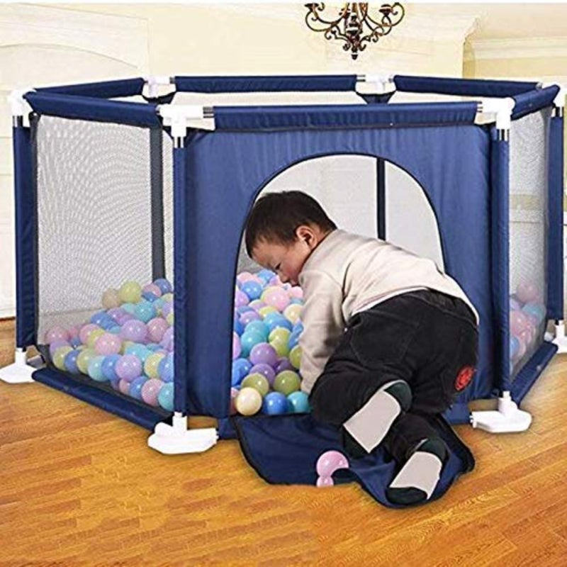 Foldable Baby Playpen Activity Center Room Fitted Floor Baby Safety Protection Care Playpen Tent Crawling Game Folding Fence Toys Blue - Image 4