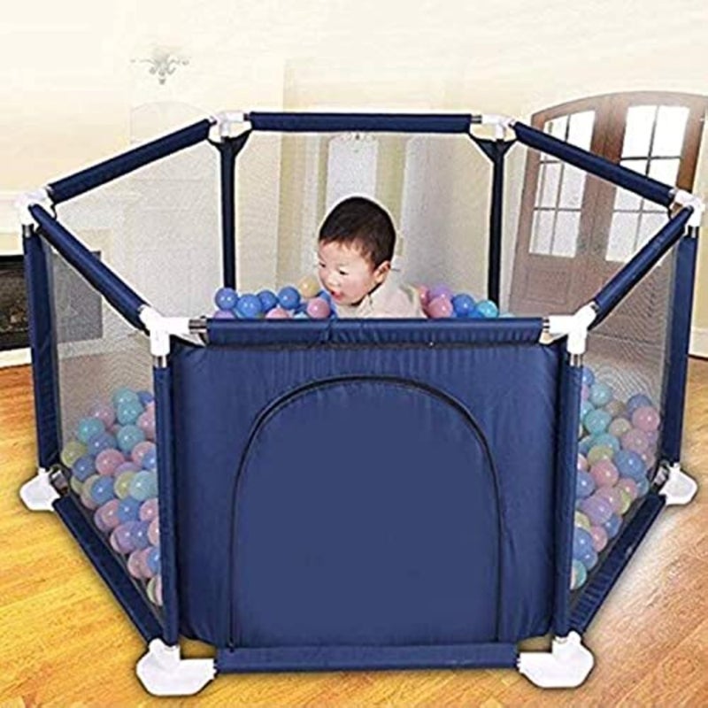 Foldable Baby Playpen Activity Center Room Fitted Floor Baby Safety Protection Care Playpen Tent Crawling Game Folding Fence Toys Blue - Image 1