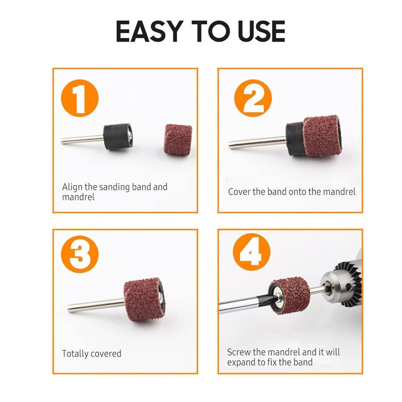 YADAV 51Pcs Set Sanding Drum Rotary Tool Rubber Mandrel Bands Sleeves Kit for Durable Wood Metal Marble Stone Glass and More Kinds of Material - Image 3