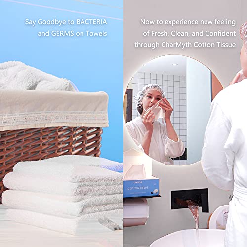 Charmyth Extra Thick Disposable Face Towel, Disposable Makeup Removing Wipes, 100% USA Cotton and 100% Organic & Cruelty Free, Lint-Free Cotton Tissues for Sensitive Skin - Image 5