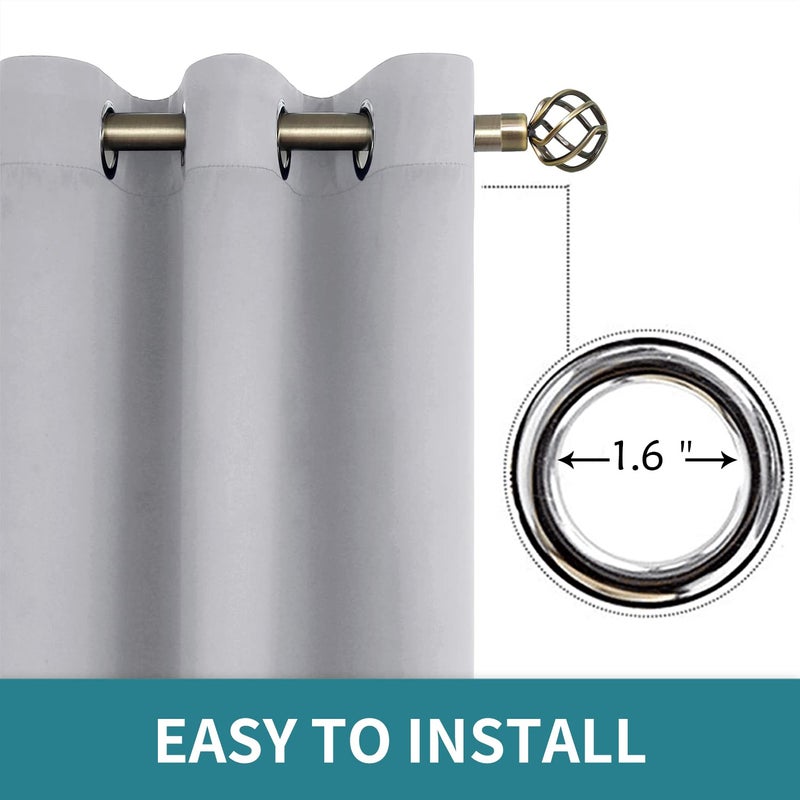 BGment Bgress Room الستائر الستائر 63 بوصة - الستائر الحرارية المعزولة الحرارية ستائر معالجة النافذة لغرفة النوم 2 لوحات 42 × 63 بوصة رمادية فاتحة - Image 5