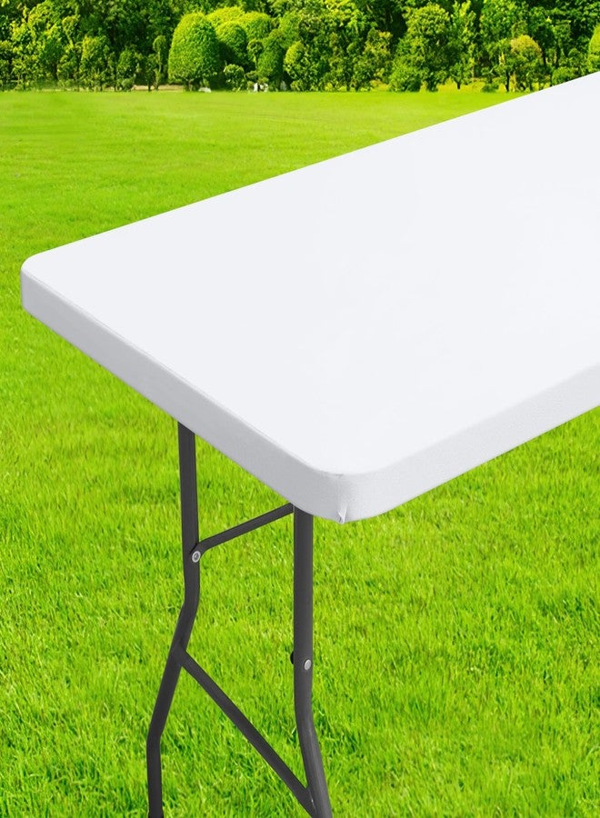 homing Rectangle Table Cloth Cover, Waterproof Polyester Elastic Fitted Tablecloth, Fits for 6 Foot Folding Tables, Washable Table Protector for Picnic, Camping, Outdoor (White, 30"x72") - Image 1