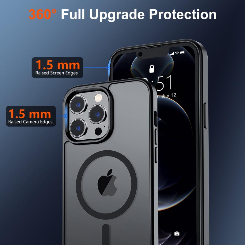 SUPFINE Magnetic for iPhone 12 Pro Max Case (Compatible with MagSafe) (Military Grade Drop Protection) Translucent Matte Shockproof Phone Case,Black - Image 4