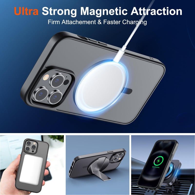 SUPFINE Magnetic for iPhone 12 Pro Max Case (Compatible with MagSafe) (Military Grade Drop Protection) Translucent Matte Shockproof Phone Case,Black - Image 5