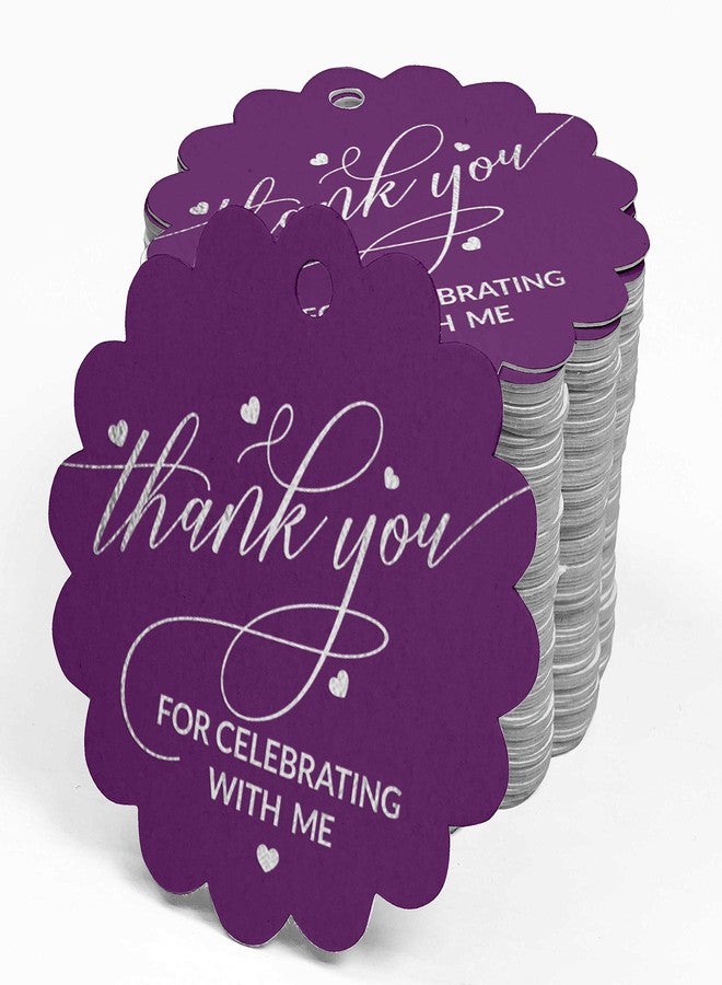 Inkdotpot Pack of 100 Thank You for Celebrating with Me Birthday Favor Paper Tags Craft Silver Foil Hang Tags - Image 4