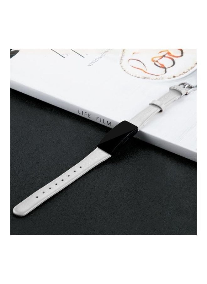 NIBEMINENT - Cowhide Leather Replacement Wrist Strap For Fitbit Inspire / HR White - Image 1