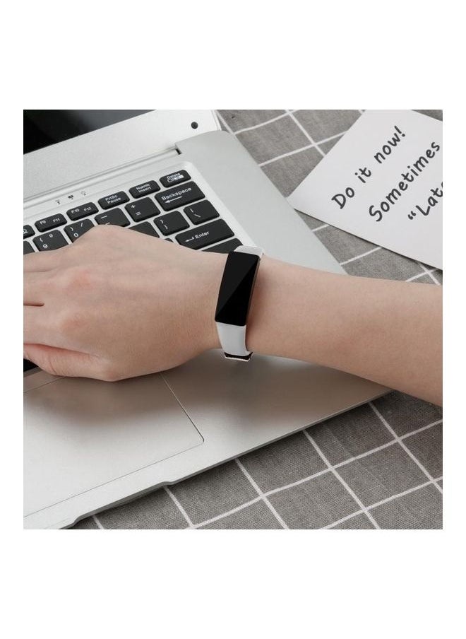 NIBEMINENT - Cowhide Leather Replacement Wrist Strap For Fitbit Inspire / HR White - Image 1