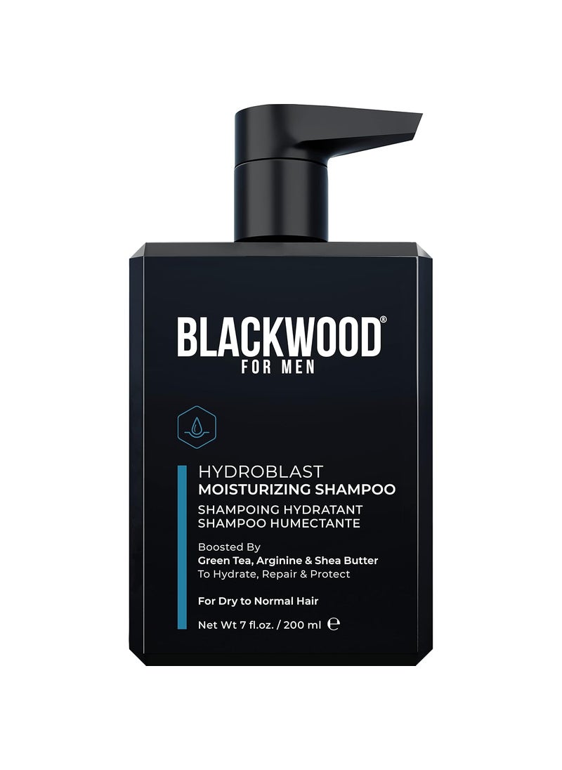 Blackwood For Men Blackwood For Men Hydroblast Moisturizing Shampoo - Men's Shampoo for Coarse, Dry, & Curly Hair-Infused with Ginseng & Ginger - Natural Vegan Formula -Sulfate Free, Paraben Free & Cruelty Free (7 Oz) 
