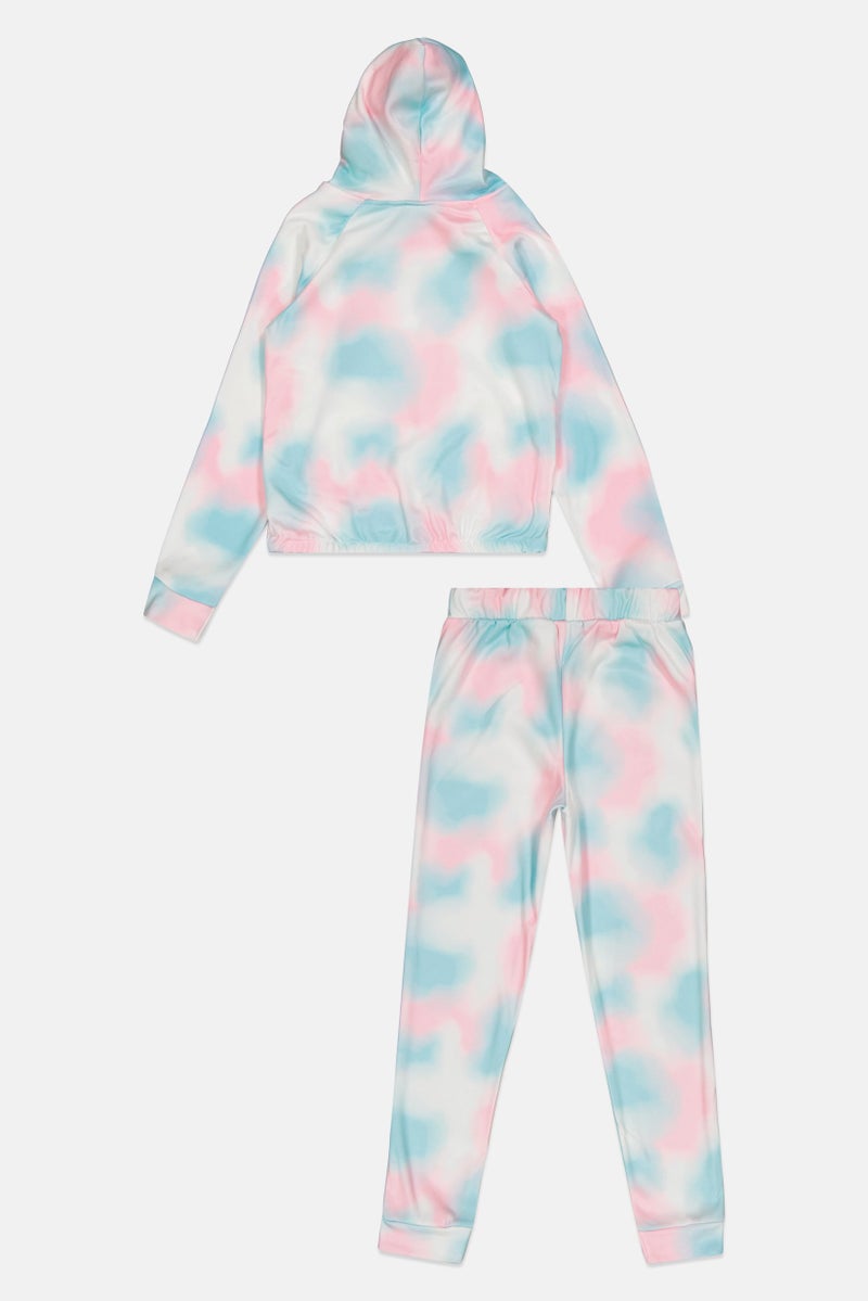 Body Glove Kids Girl 2 Pcs Brand Logo Hoodie And Sweatpants Set, Turquoise  - Image 2