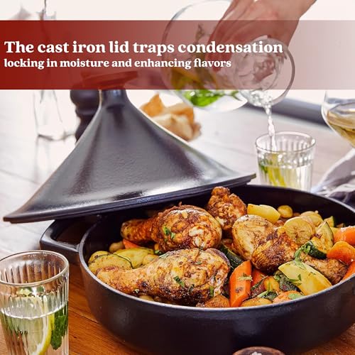 Alva Nori 3-Qt Enameled Cast Iron Tagine – Made With No PTFE, PFOA, PFAS, Oven & Induction Safe – 3-Layer Enamel, No Seasoning Needed – Moroccan-Style Dutch Oven for Braising, Stewing & Roasting, Black - Image 3