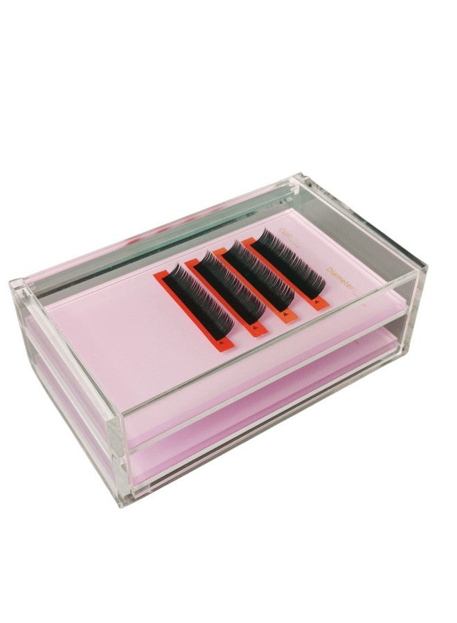 LIXIMMAZN Two Layers Eyelash Grafting Pallet With Cover, Dustproof Acrylic Lash Tile Holder, Eyelash Extensions Storage Gasket Pads 2 Tiers For Beginners Beauty Artist Salon (Pink) - Image 5