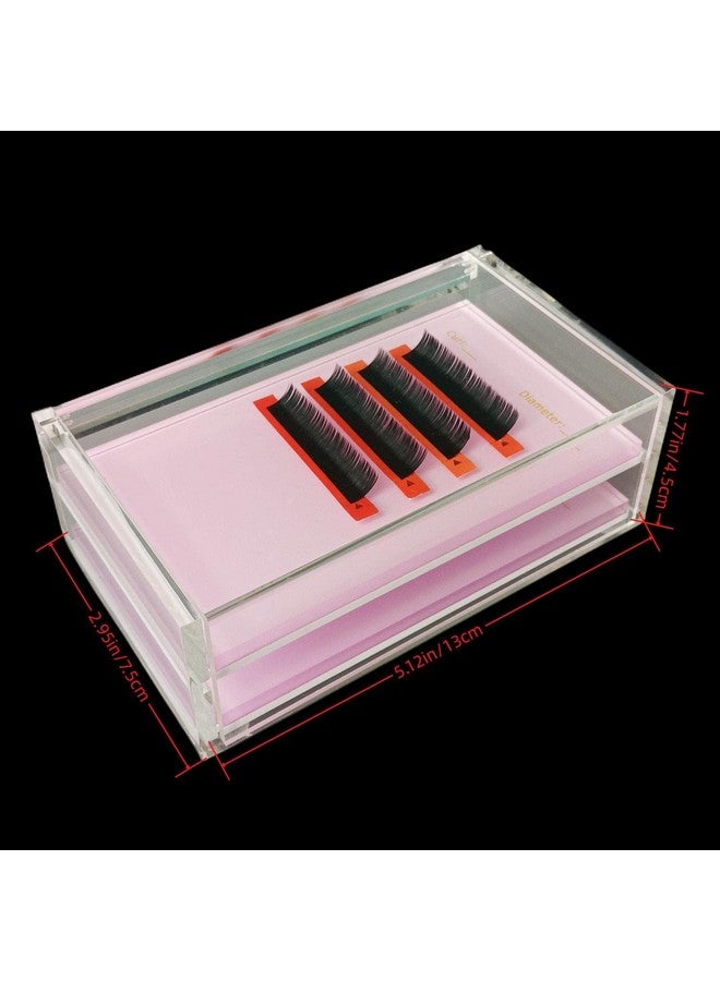 LIXIMMAZN Two Layers Eyelash Grafting Pallet With Cover, Dustproof Acrylic Lash Tile Holder, Eyelash Extensions Storage Gasket Pads 2 Tiers For Beginners Beauty Artist Salon (Pink) - Image 4