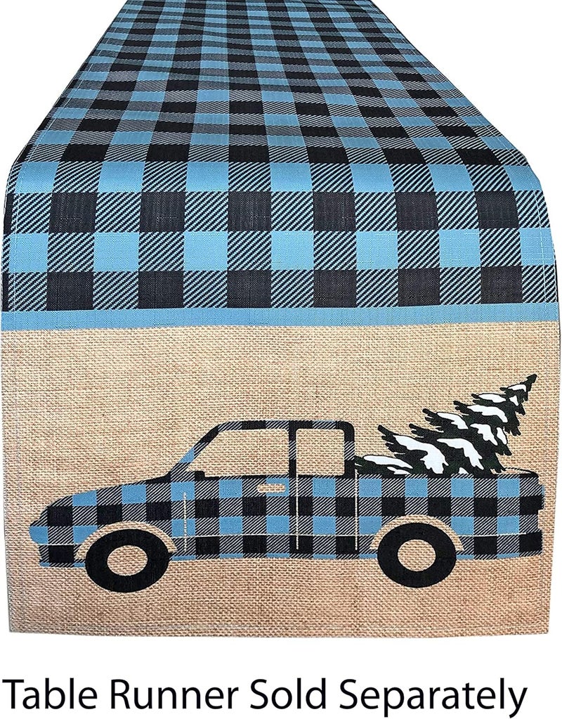 Newbridge Rustic Cabin and Lodge Evergreen Dreams Fabric Christmas Napkins  Deer Cabin and Farm Truck Winter Holiday Easy Care Stain Resistant Napkins Set of 8 Border Napkins - Image 5