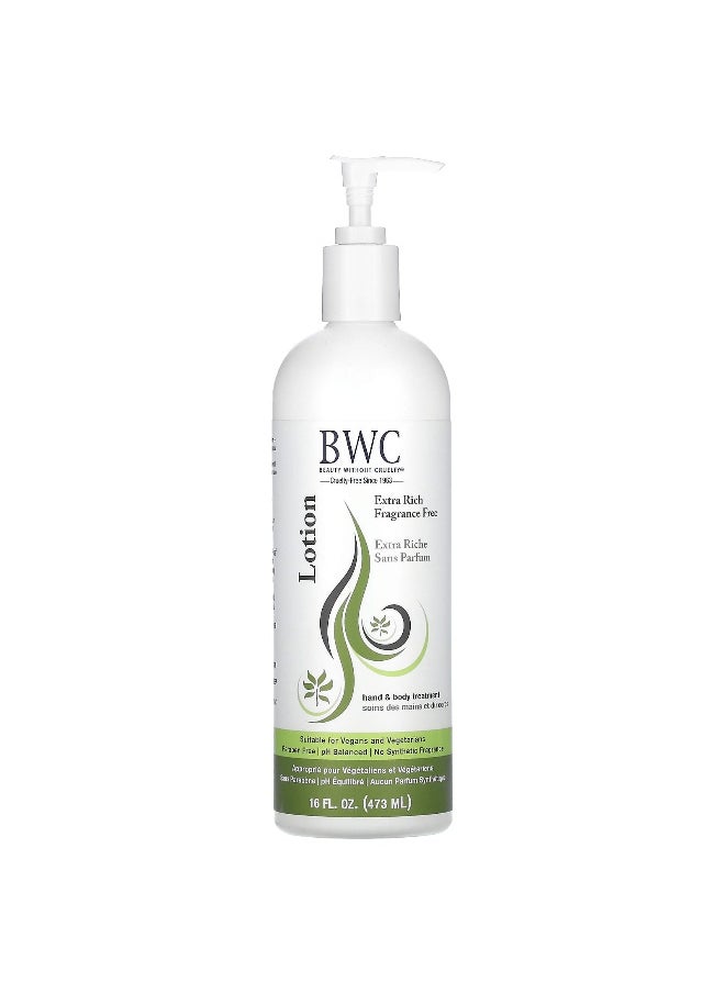 Beauty Without Cruelty Beauty Without Cruelty, Hand & Body Treatment Lotion, Extra Rich, Fragrance Free, 16 fl oz (473 ml)  - Image 1