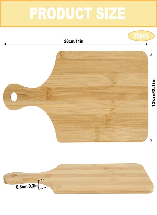 WAYASDCU 25 PCS Bulk Cutting Boards Mini Charcuterie Boards Bulk Wood Chopping Board Laser Engraving Serving Board with Handle Charcuterie Boards for Pizza, Bread, Cheese, Charcuterie, Fruit 11" x 5" Bamboo - Image 5