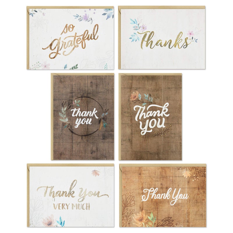 Hallmark Thank You Cards Assortment, Rustic Flowers (48 Thank You Notes with Envelopes) - Image 1