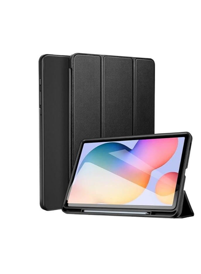 Front and back Smart leather Case with silicone case inside With pen solt For Samsung galaxy S8 / S9 Ultra  - Black