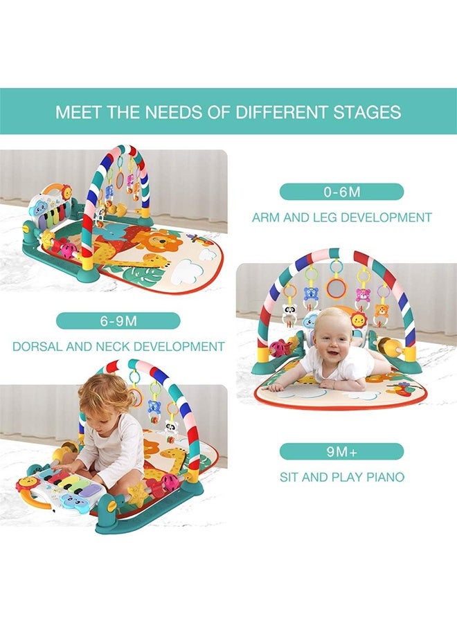 Beauenty Baby Gyms Play Mats Musical Activity Center Kick & Play Piano Gym Tummy Time Padded Mat for Newborn Toddler Infants(Green) - Image 2