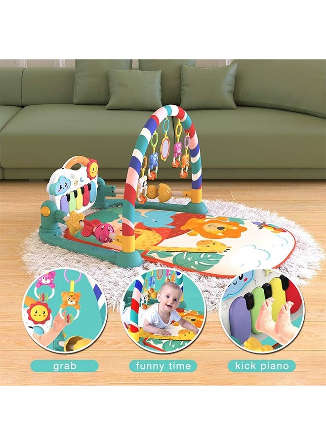 Beauenty Baby Gyms Play Mats Musical Activity Center Kick & Play Piano Gym Tummy Time Padded Mat for Newborn Toddler Infants(Green) - Image 3