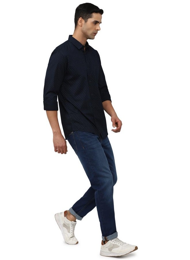 Peter England Peter England Men's Slim Fit Shirt (PCSFSSLPQ10919_Navy 40)  - Image 2