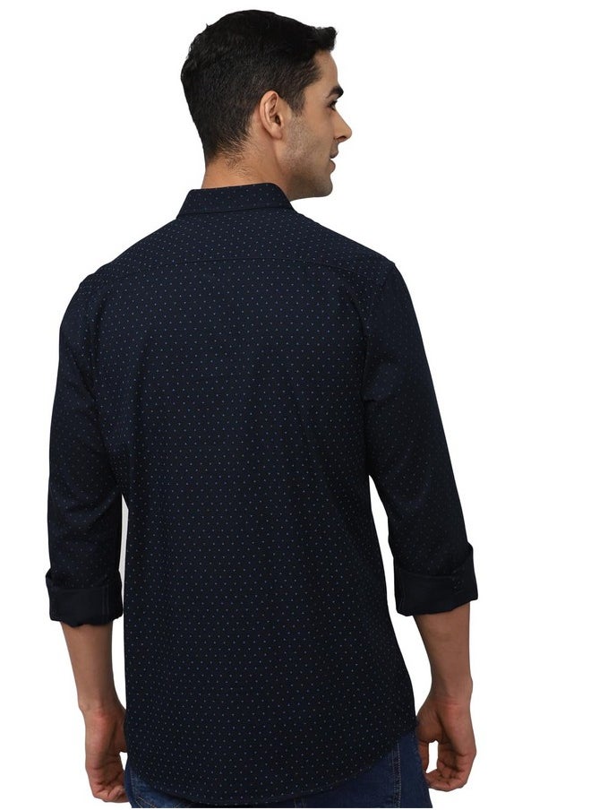 Peter England Peter England Men's Slim Fit Shirt (PCSFSSLPQ10919_Navy 40)  - Image 5