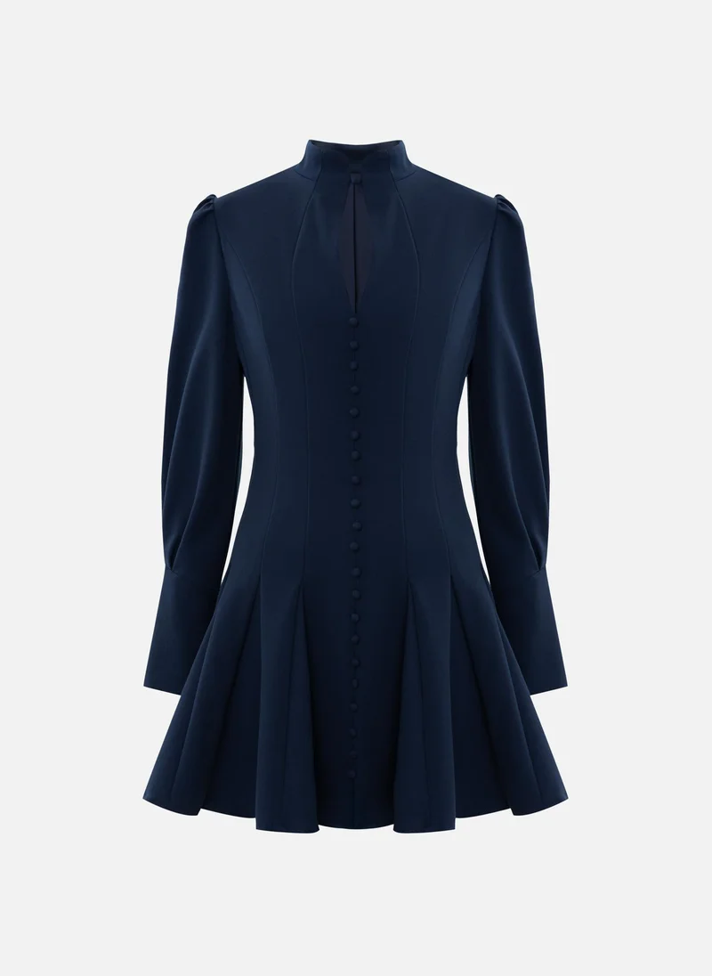 Lichi Fitted mini dress with shaped neckline and small buttons