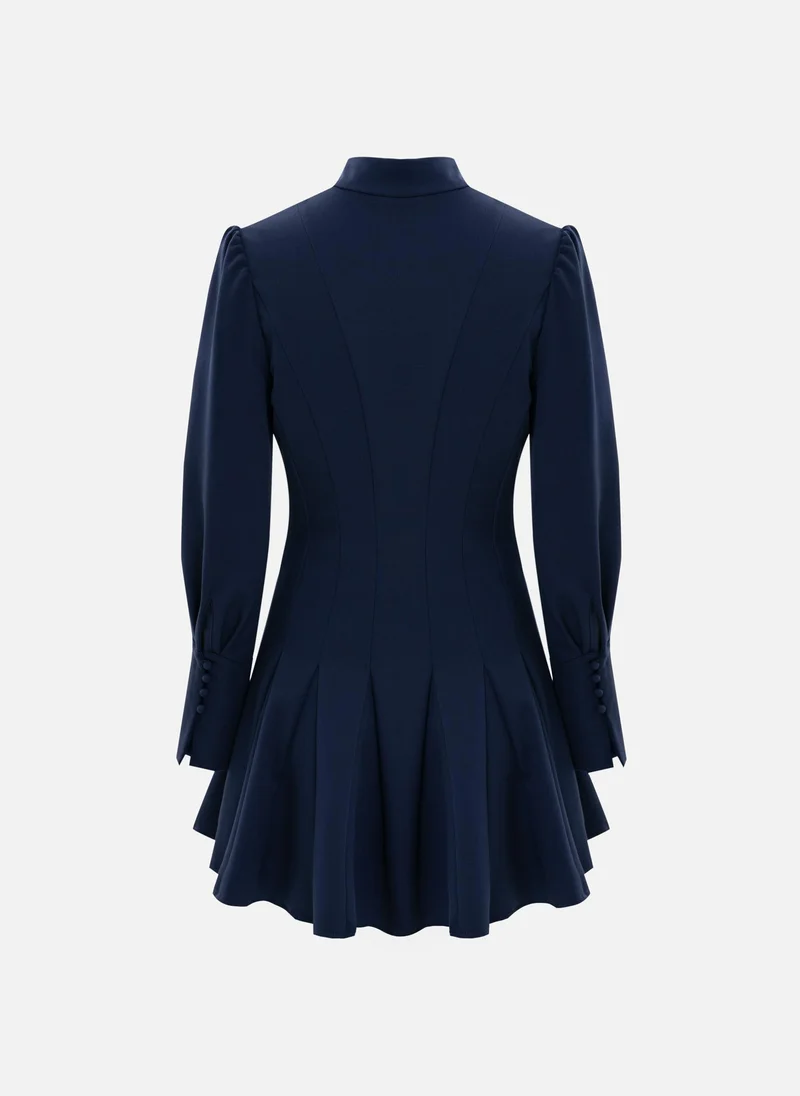 Lichi Fitted mini dress with shaped neckline and small buttons