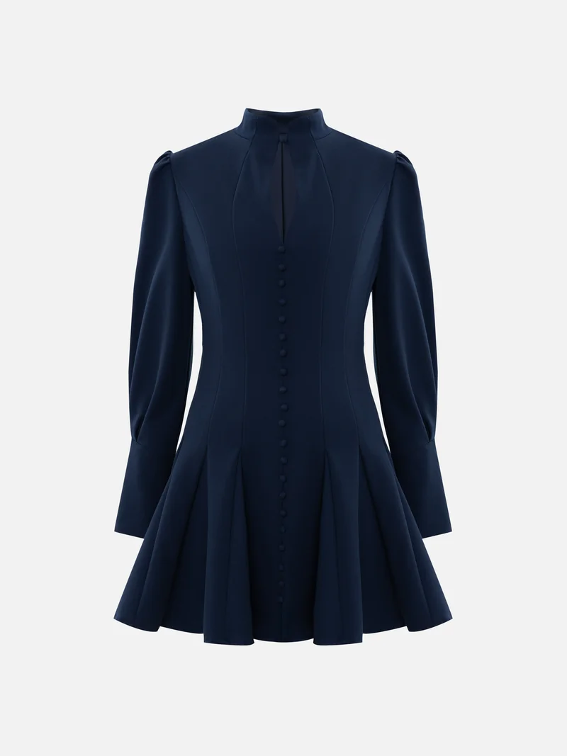 Lichi Fitted mini dress with shaped neckline and small buttons