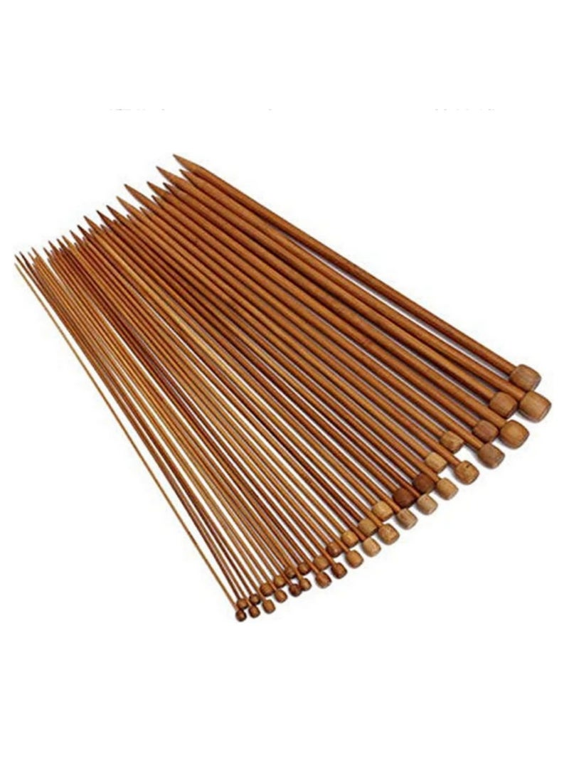 36pcs Set Wooden Knitting Needles 18 Sizes Eco Friendly DIY Carbonized Smooth Double Crochet Needles 25cm Knitting Tools for Craft Handmade Yarn Projects - Image 1
