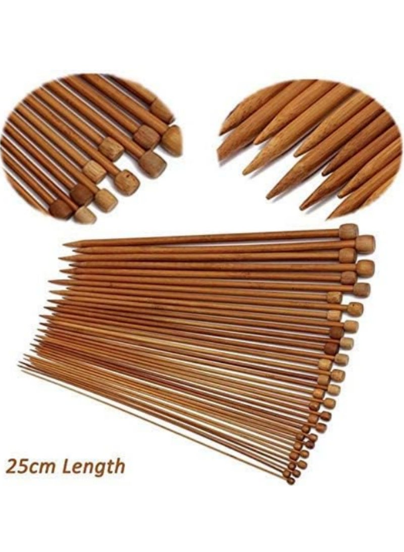 36pcs Set Wooden Knitting Needles 18 Sizes Eco Friendly DIY Carbonized Smooth Double Crochet Needles 25cm Knitting Tools for Craft Handmade Yarn Projects - Image 2