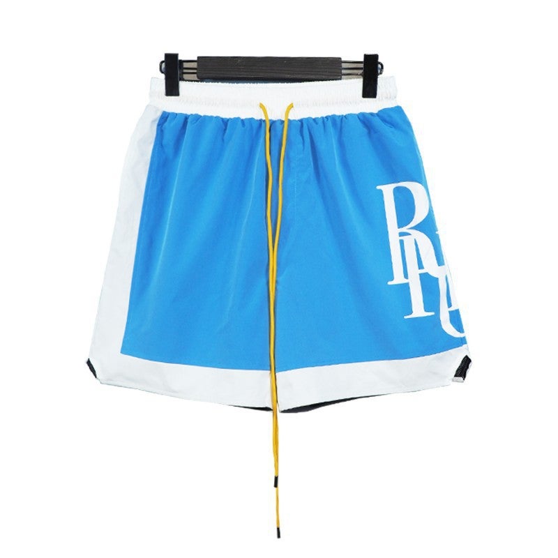 Rhude Shorts Marlboro Fog High Street Fashion Brand Drawstring 3M Letter Reflective Hip-Hop Beach Five-Point Basketball Shorts For Men - Image 1
