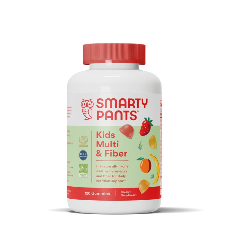 SmartyPants SmartyPants Kids Multivitamin Gummies and Fiber Supplement Vitamin D3 C Vitamin B12 B6 A Zinc Biotin Inositol Fiber Gummies Three Fruit Flavors 120 Count 30 Day Supply