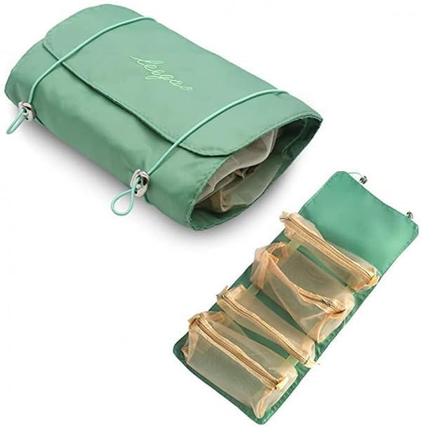 Zerolex Roll Up Makeup Bag Hanging Toiletry Bag 4 in 1 Detachable Cosmetic Bag 4 Removable Storage Bags Travel Makeup Organizer Bags for Women Men - Image 1