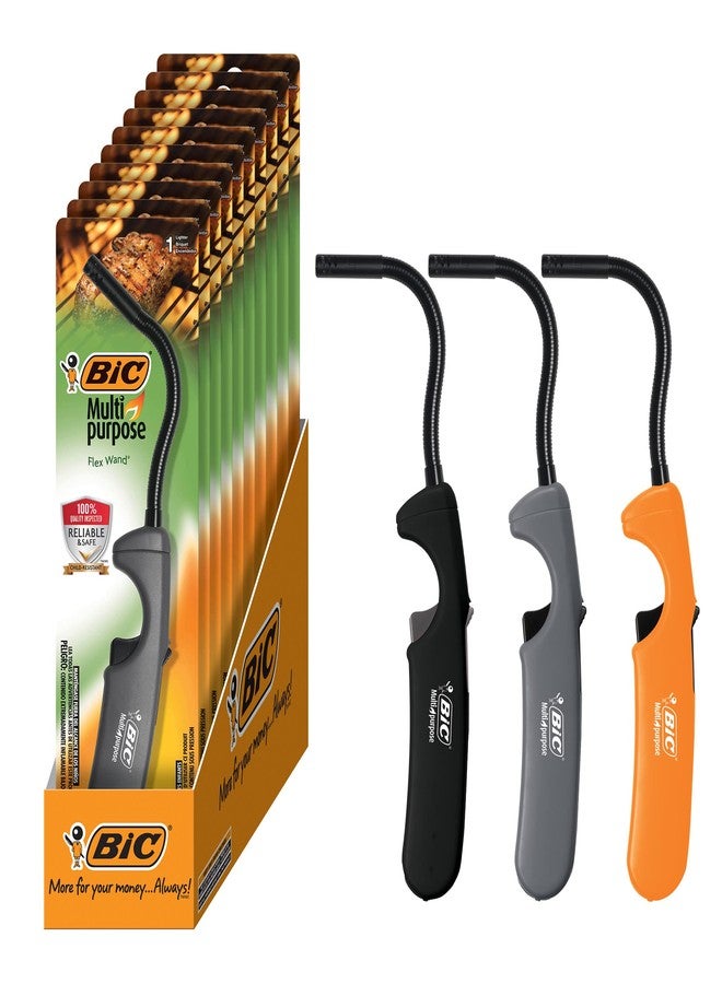 BIC Multi Purpose Lighter with Flexible Metal Wand, Classic Collection, Great Lighter for Candles, Grills and Fireplaces, 10 Count Pack of Lighters - Image 1