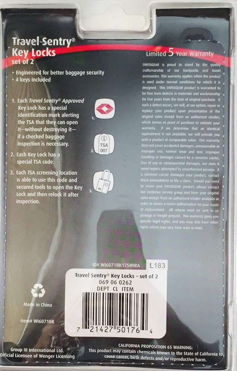 SWISSGEAR Swiss Gear Travel Key Locks  Luggage Tags  Set of 2 Each - Image 4