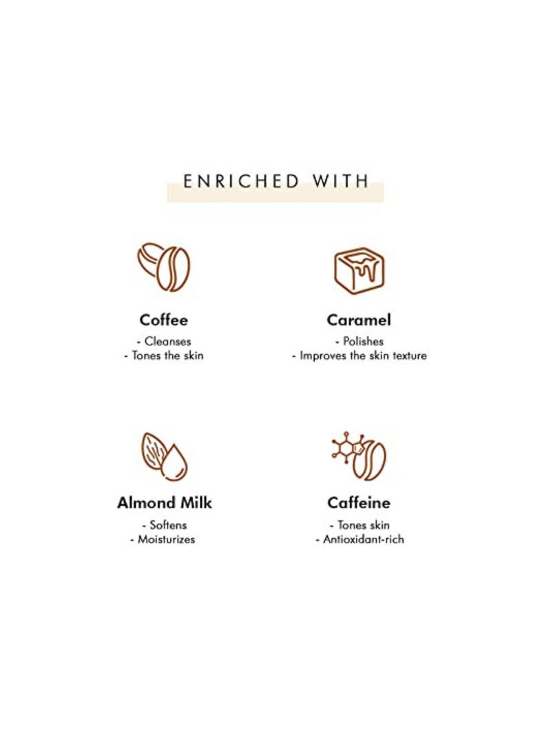 إم كافيين صابون الاستحمام نيكد آند رو كابتشينو ، عبوة مكونة من قطعتين من حليب اللوز والكراميل لتلميع وتوحيد اللون 100 جم - Image 3