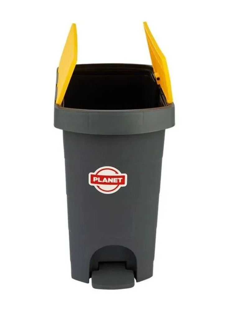 PLANET - Planet Slim Pedal Bin, Trash Basket with Double Swing Lid, Foot Pedal Motion With Inner Handeled Bucket, Made of Hard Plastic Material, Yellow (20 Liter) - Image 1
