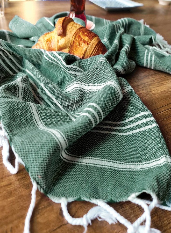 Cacala Turkish Hand Towels with Hanging Loop (23 x 36) Set of 4-100% Cotton Kitchen Towel Quick Dry Prewashed for Soft Feel Decorative Towels for Gym, Yoga, Bath and Kitchen - ArmyGreen - Image 4