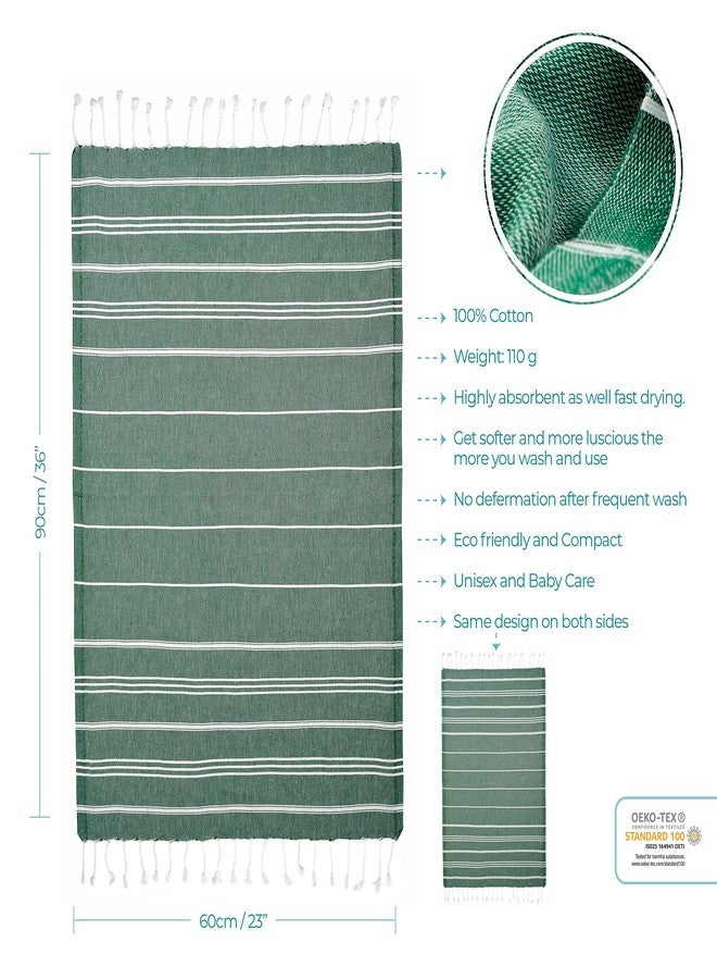 Cacala Turkish Hand Towels with Hanging Loop (23 x 36) Set of 4-100% Cotton Kitchen Towel Quick Dry Prewashed for Soft Feel Decorative Towels for Gym, Yoga, Bath and Kitchen - ArmyGreen - Image 5