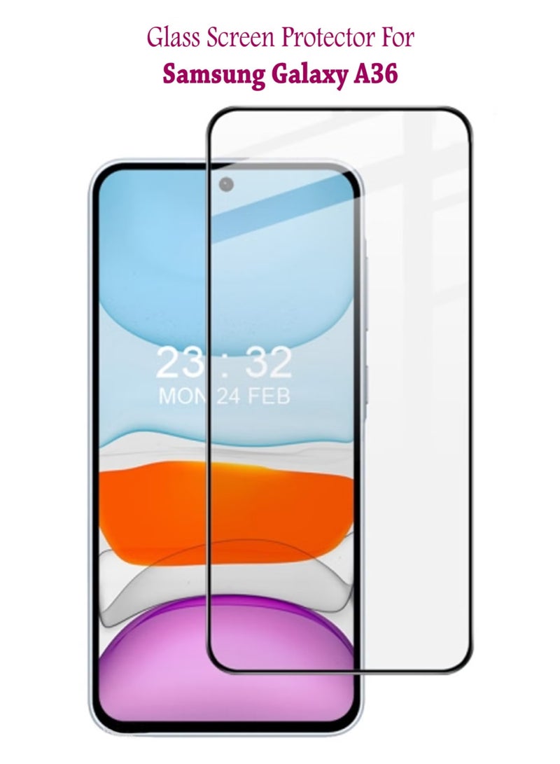 Samsung Galaxy A36 Screen Protector | Tempered Glass Compatible with Samsung Galaxy A36 | Screen Protector Full HD Quality Tempered Glass Anti-Scratch Edge to Edge Coverage with Easy Installation Kit - Black - Image 1