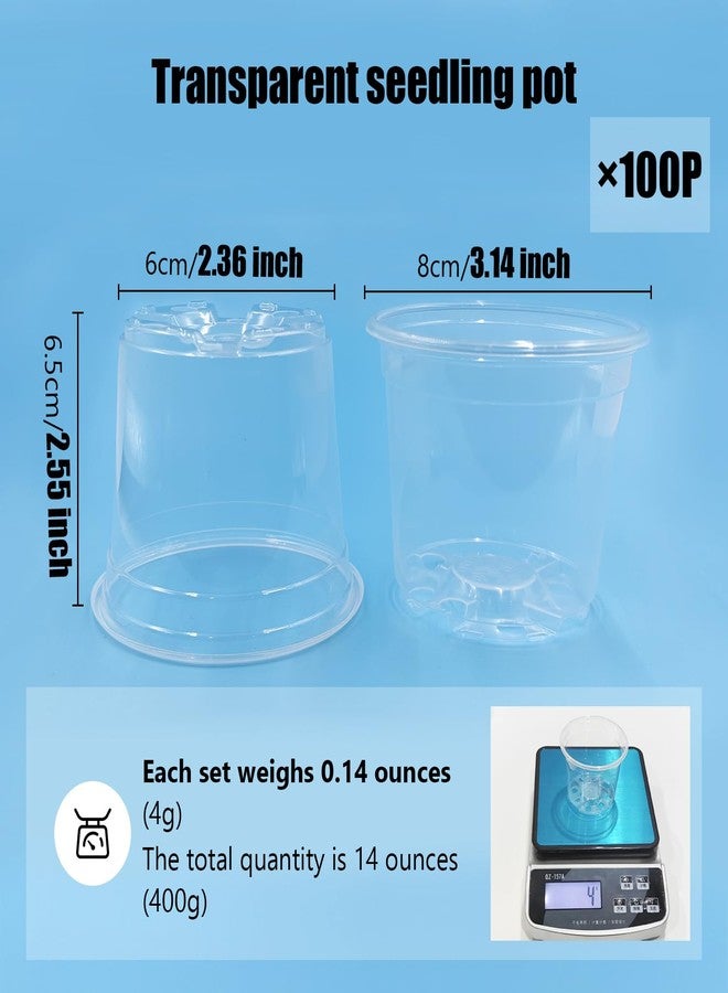 RooTrimmer Clear Seedling pots 100-Pack 3.2 Inches Round for Seeds Starter Pots, Seeds Germination Transparent Clean Pots with Drainage Holes(100 Pcs, 3.14Inch) - Image 2