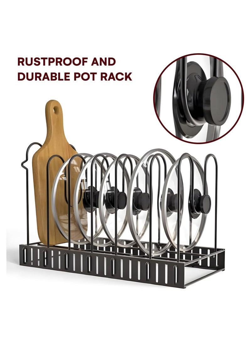 Pot Rack Organizer, 8 Tiers Adjustable Pots and Pans Organizer for Kitchen Cabinet and Counter with 3DlY Methods Black - Image 5