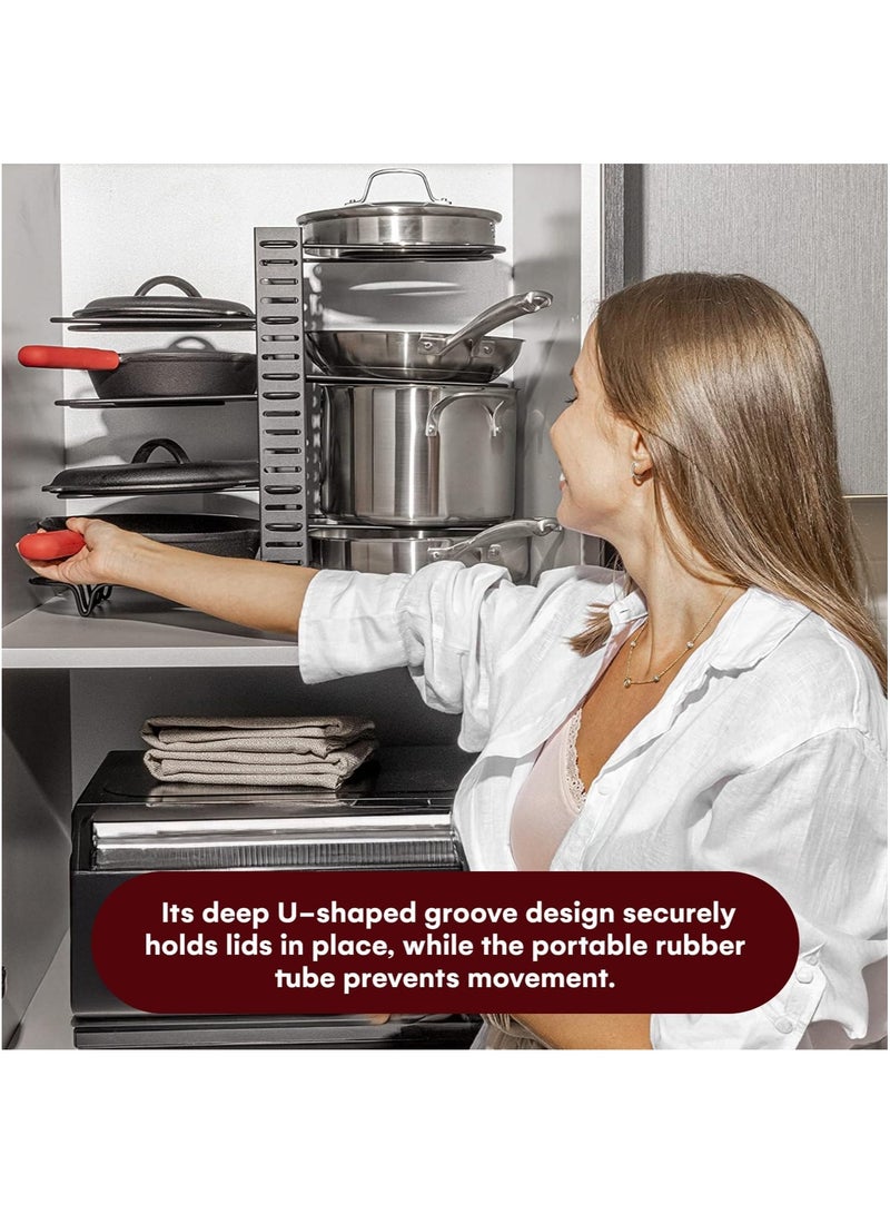 Pot Rack Organizer, 8 Tiers Adjustable Pots and Pans Organizer for Kitchen Cabinet and Counter with 3DlY Methods Black - Image 4