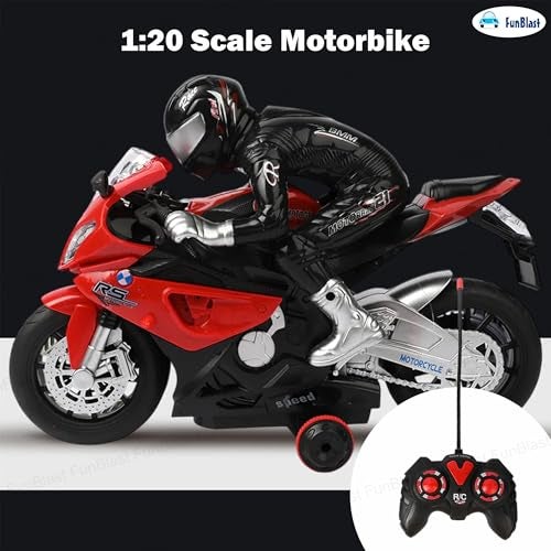 FunBlast RC Motorcycle for Kids – Remote Control Racing Bike Toy with Rider, Lights, Sound & Rechargeable Battery – 1:20 Scale Motorbike for 3+ Year Old Boys & Girls (Red) - Image 5