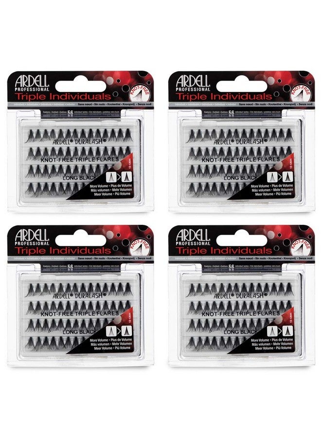 Ardell False Eyelashes Triple Individuals Knot-Free Long Black 4 Pack - Image 1