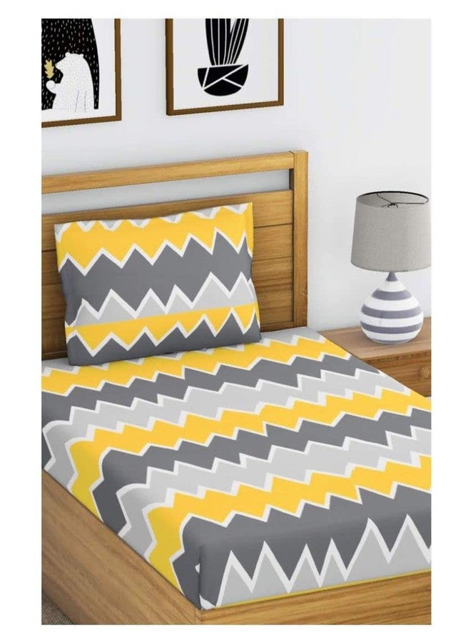 la' amour Prime Collection Offered 180Tc Floral Single Bedsheet Size,60X90 With 1 Matching Pillow Covers Size,17X27 Color-White&Yellow,Multicolor,Cotton,180 TC - Image 1
